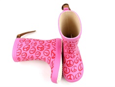 Bisgaard gummistøvle pink med fredstegn